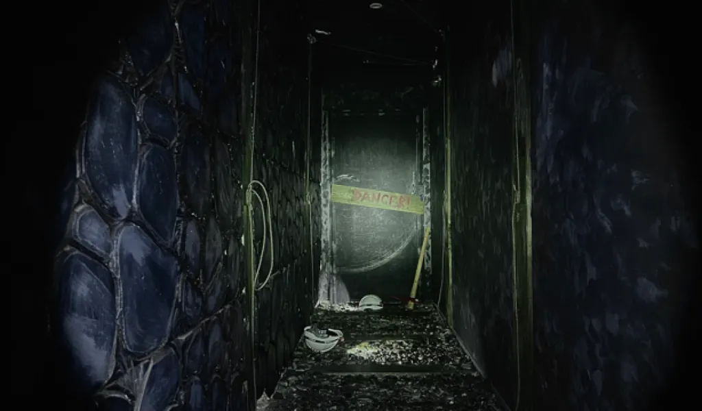 Dark passageway with moody lighting inside Trapt Melbourne.